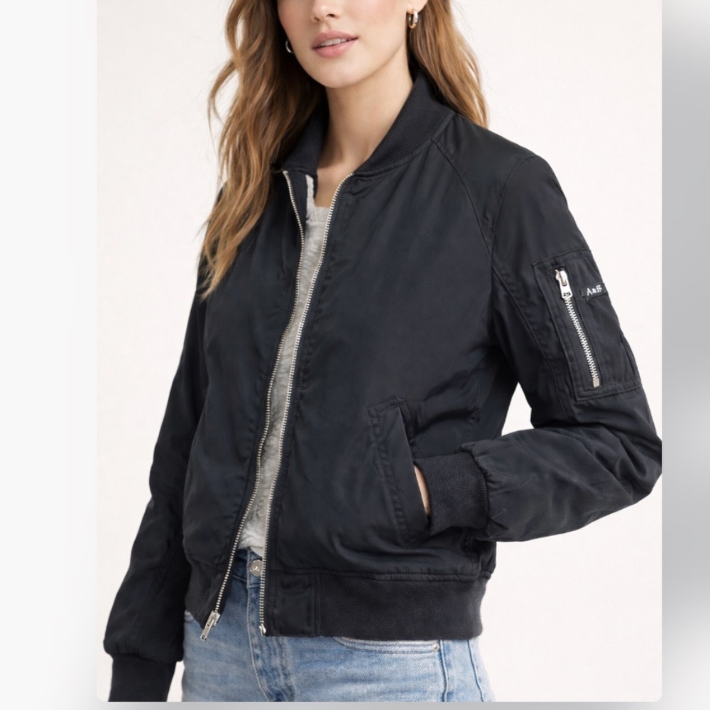 Abercrombie & Fitch Sherpa Lined Bomber Jacket Streetwear Black Size Medium